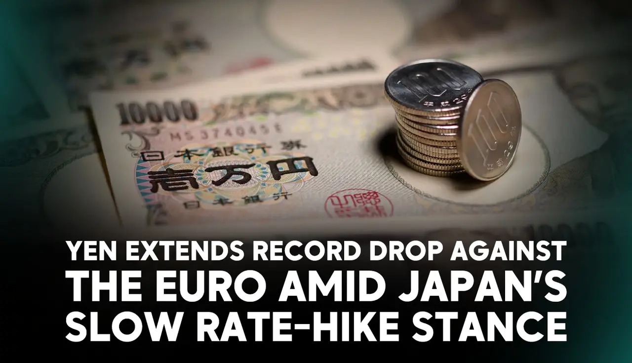 Yen extends record drop against the euro amid Japan’s slow rate-hike stance