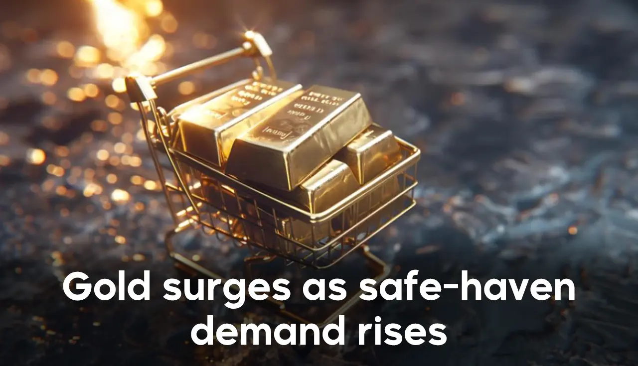 Gold surges as safe-haven demand rises