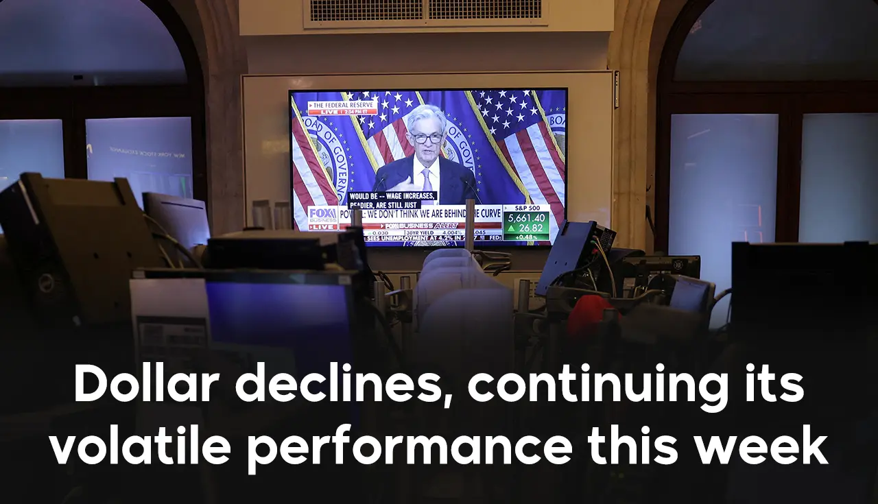 Dollar declines, continuing its volatile performance this week